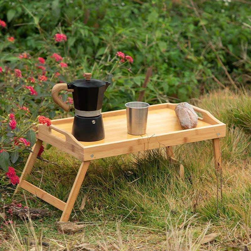 阳台茶几楠竹托盘台车载书桌餐桌野可折叠床上小桌子飘窗户外刚逸