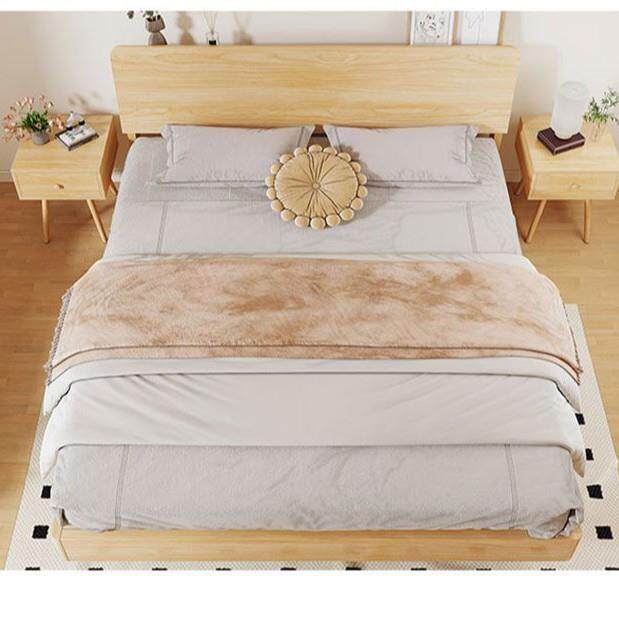 实木床现代简约1.8x2米主卧双人床家用1.5米小户型1.2m出租单人床