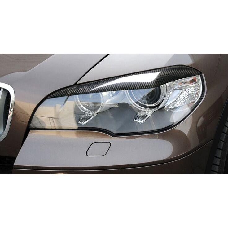 适用于宝马08-13款x5碳纤维灯眉E70大灯改装配件大灯灯眉装饰贴