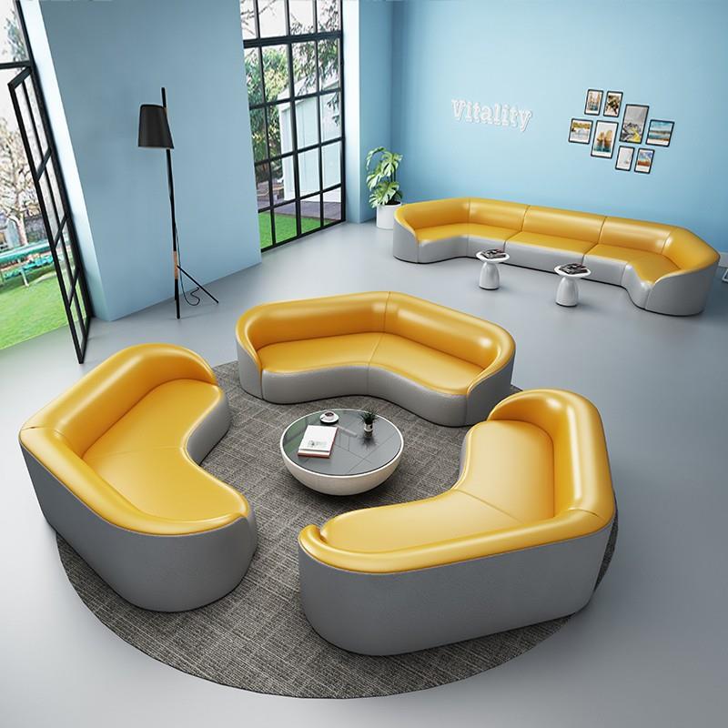 现代创意办公沙发会客区贵宾商务洽谈休闲接待大厅休息区异形组合