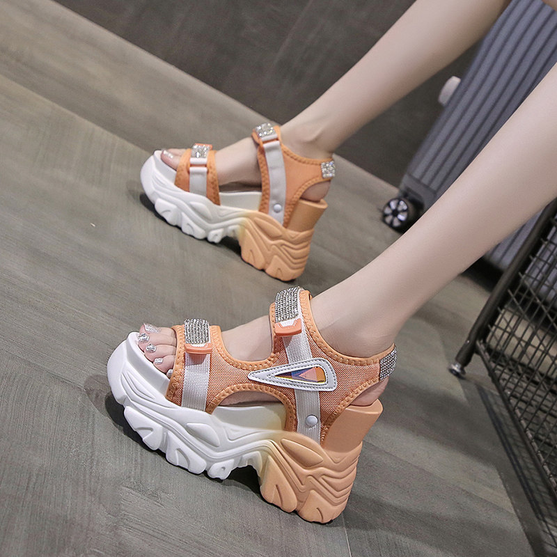 厚底凉鞋女款夏季2026年新款网红超火10cm内增高凉鞋女松糕运动鞋