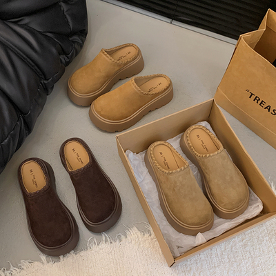 厚底鞋增高包头半拖鞋女外穿