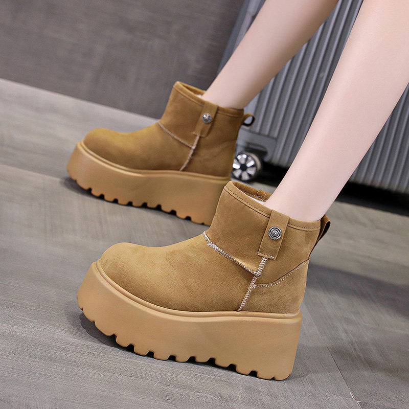 2025新款冬季厚底内增高雪地靴女加绒加厚防水保暖短靴松糕底棉鞋,女鞋,时尚雪地靴,淘宝优惠券,粉丝福利购,淘宝优惠卷
