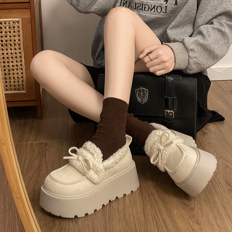 小个子厚底增高加绒勃肯鞋