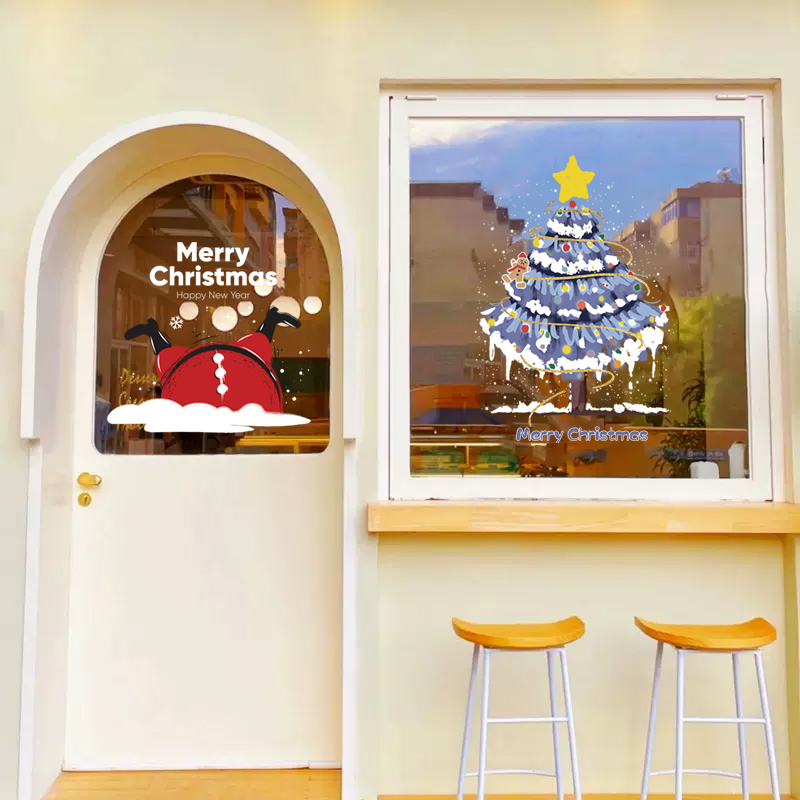 静电贴玻璃门贴纸圣诞节装饰布置
