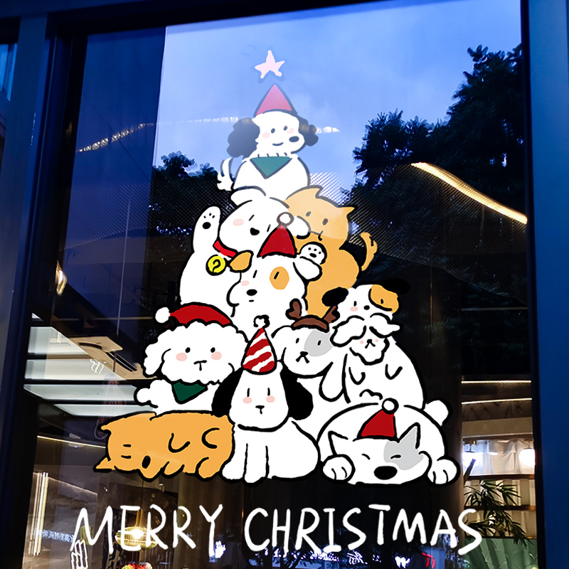 圣诞节装饰静电贴玻璃门贴纸