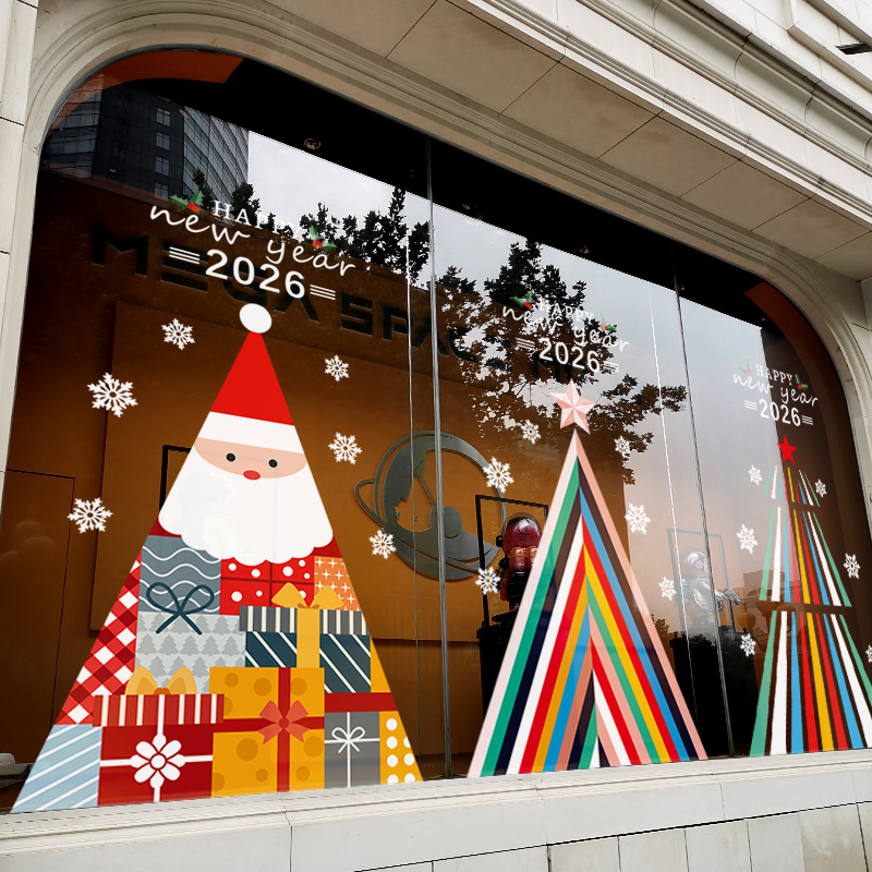 静电贴玻璃门贴纸圣诞节装饰布置