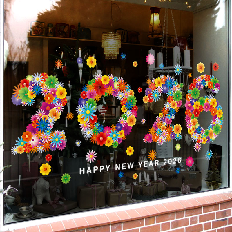 静电贴玻璃门贴纸圣诞节装饰布置