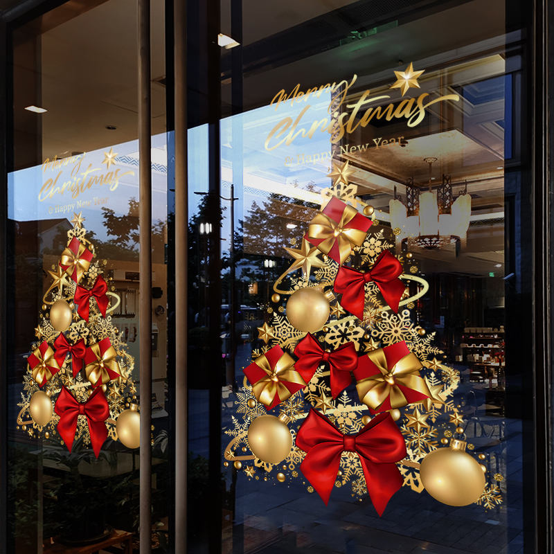 圣诞节装饰静电玻璃门贴纸