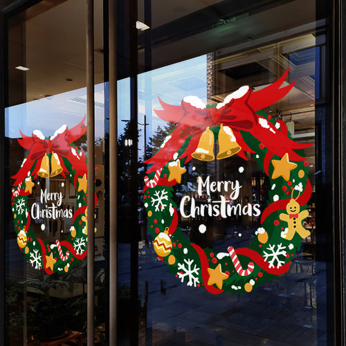 圣诞节装饰布置玻璃门贴纸