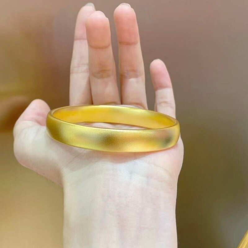 古法金包银轮胎手镯女实心素圈镯子宽面贵妃手环婚礼妈妈节日礼物