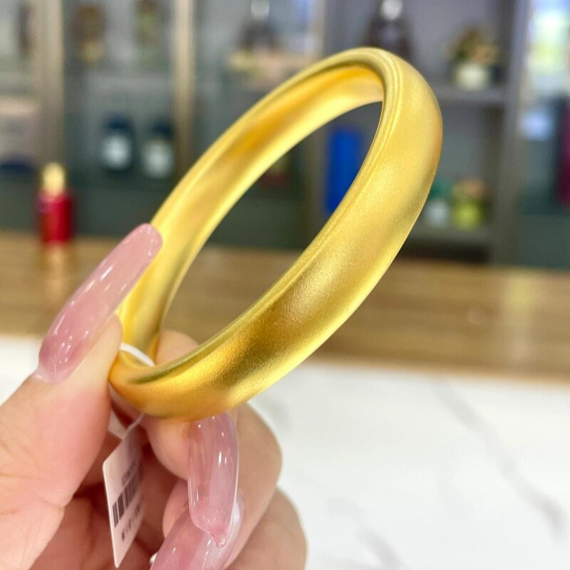 水贝古法金包银泥鳅背手镯女宽面莲花心经镯子素圈手环送妈妈礼物