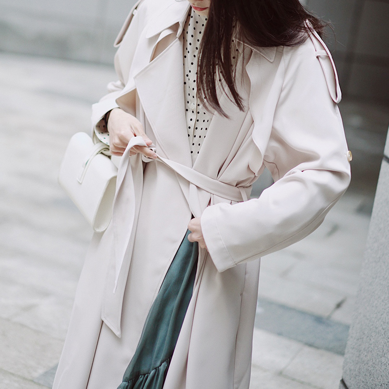 2020新款风衣女中长款大衣小个子垂感外套韩版薄款宽松英伦赫本风