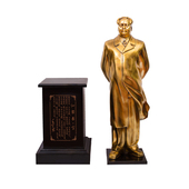 红昇毛主席树脂镀铜风衣全身站像雕塑毛泽东家居装 饰工艺落地摆件