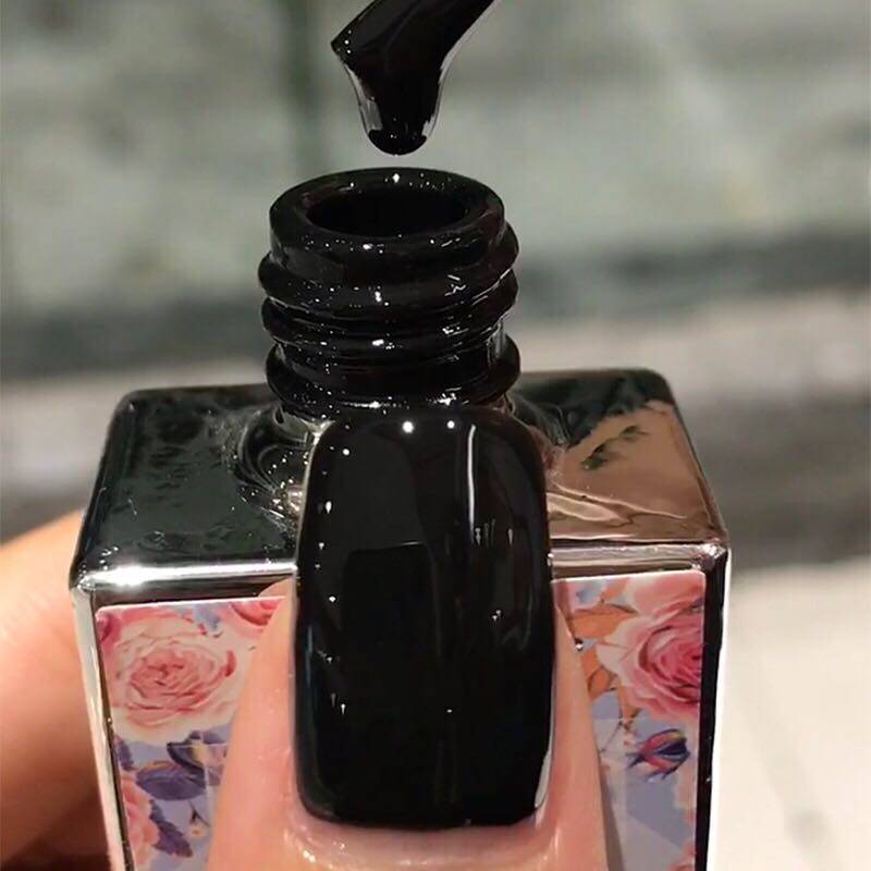花芽美甲纯黑色光疗指甲油胶芭比植物胶特黑色特白美甲店专用持久