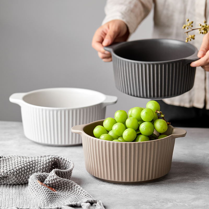 家用北欧陶瓷双耳汤碗大容量