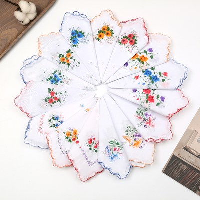 3条装女士纯棉手帕薄款柔软印花手绢老式手绢吸水汗巾婚庆伴手礼