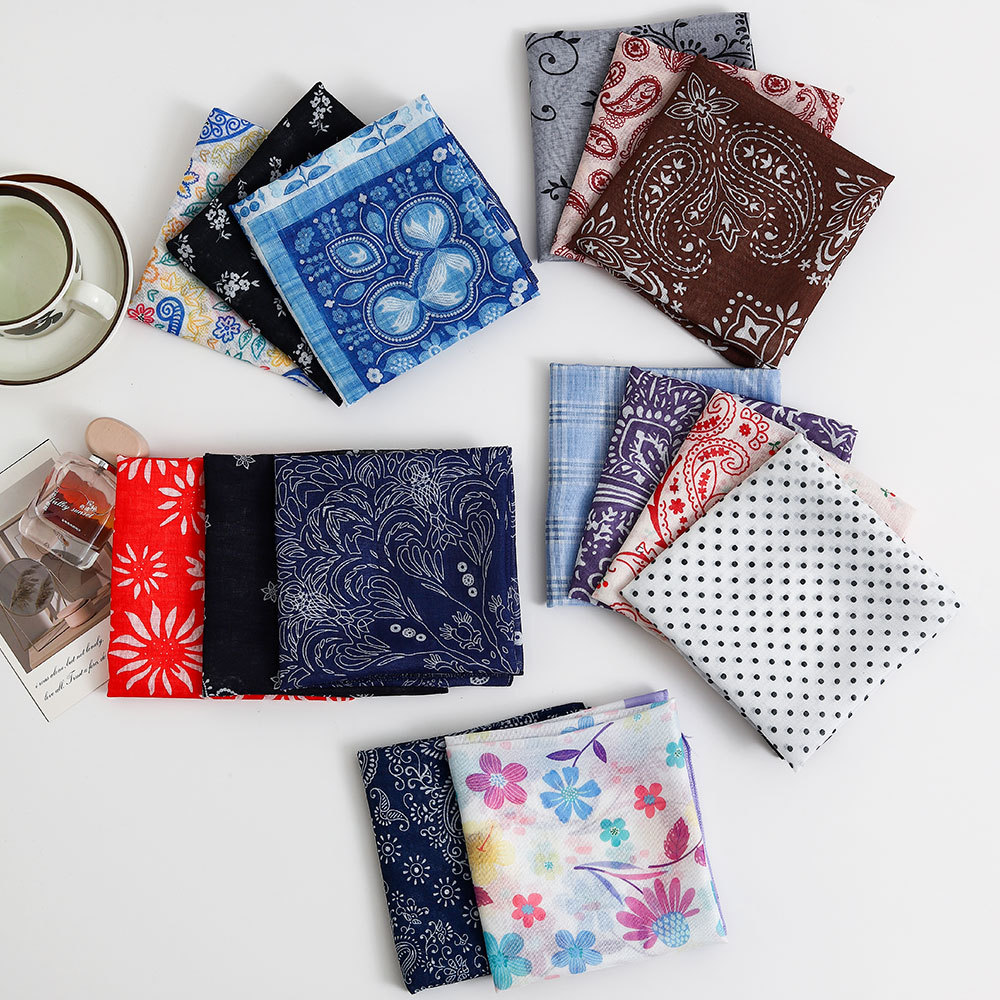 日系复古风文艺高档印花头巾