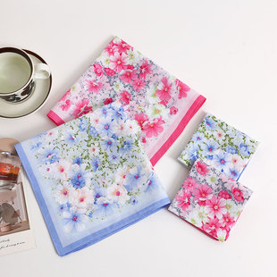 43cm纯棉女士印花手绢全棉老式女款手帕方巾日韩系丝巾头巾擦手巾