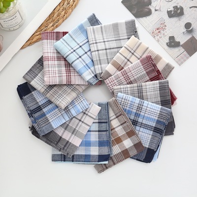 泽略复古经典格子纯棉手帕男士纯棉手帕全棉怀旧老式手绢吸汗方巾