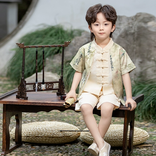 Детское летнее ханьфу, тонкая летняя летняя одежда для мальчиков, костюм, китайский стиль