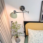 奶油风卧室床头壁灯法式 包豪斯长杆摇臂壁灯伸缩书房学习用阅读灯