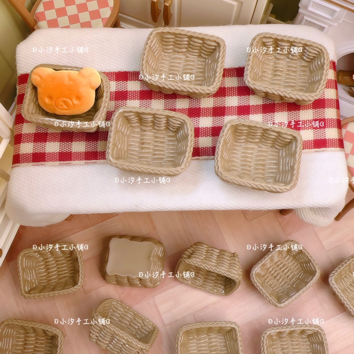 定制仿真微缩食玩迷你小筐diy奶油树脂饰品配件娃屋摆件手工材料