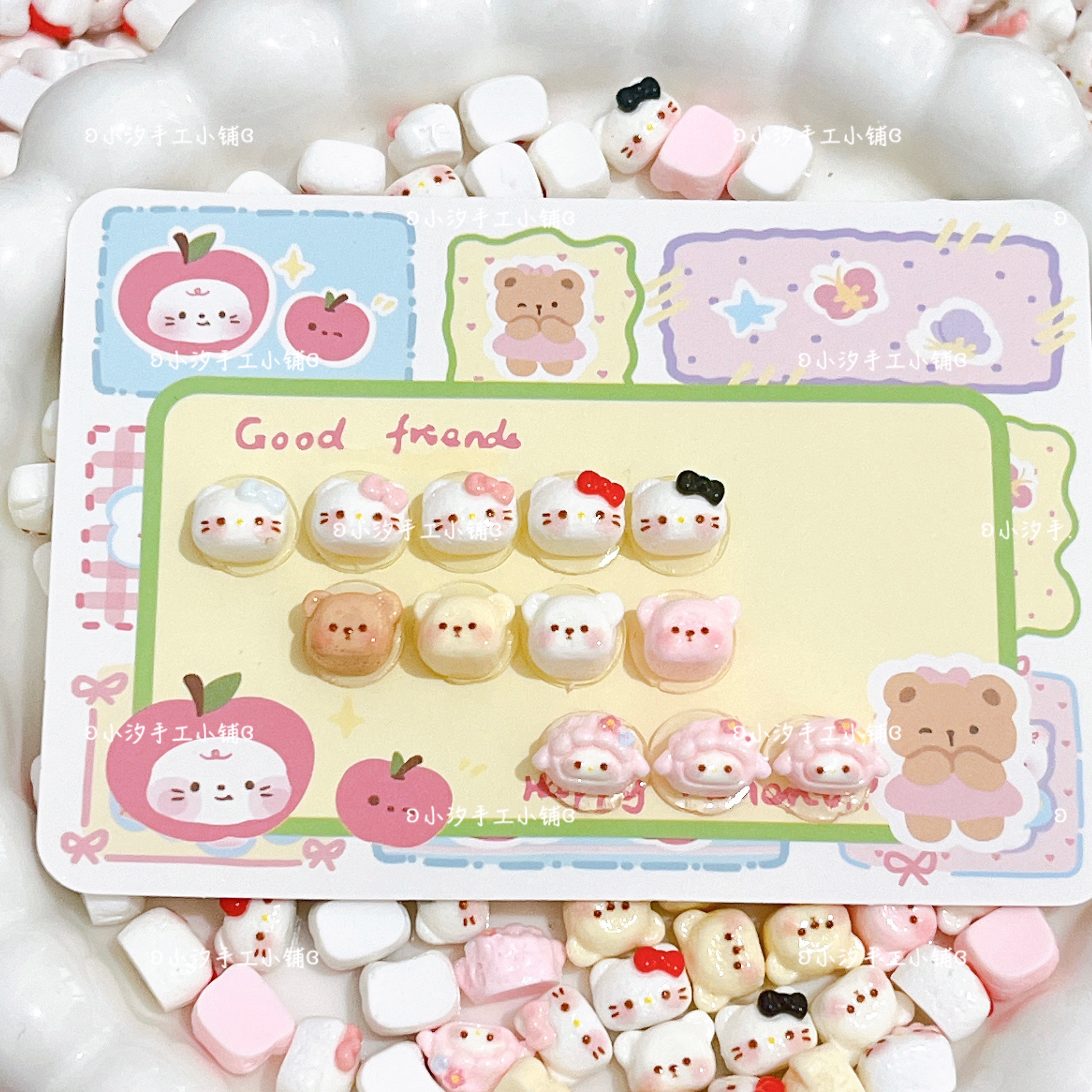 定制仿真迷你kt面包头小羊莉娜熊diy奶油胶树脂饰品配件捏捏装饰