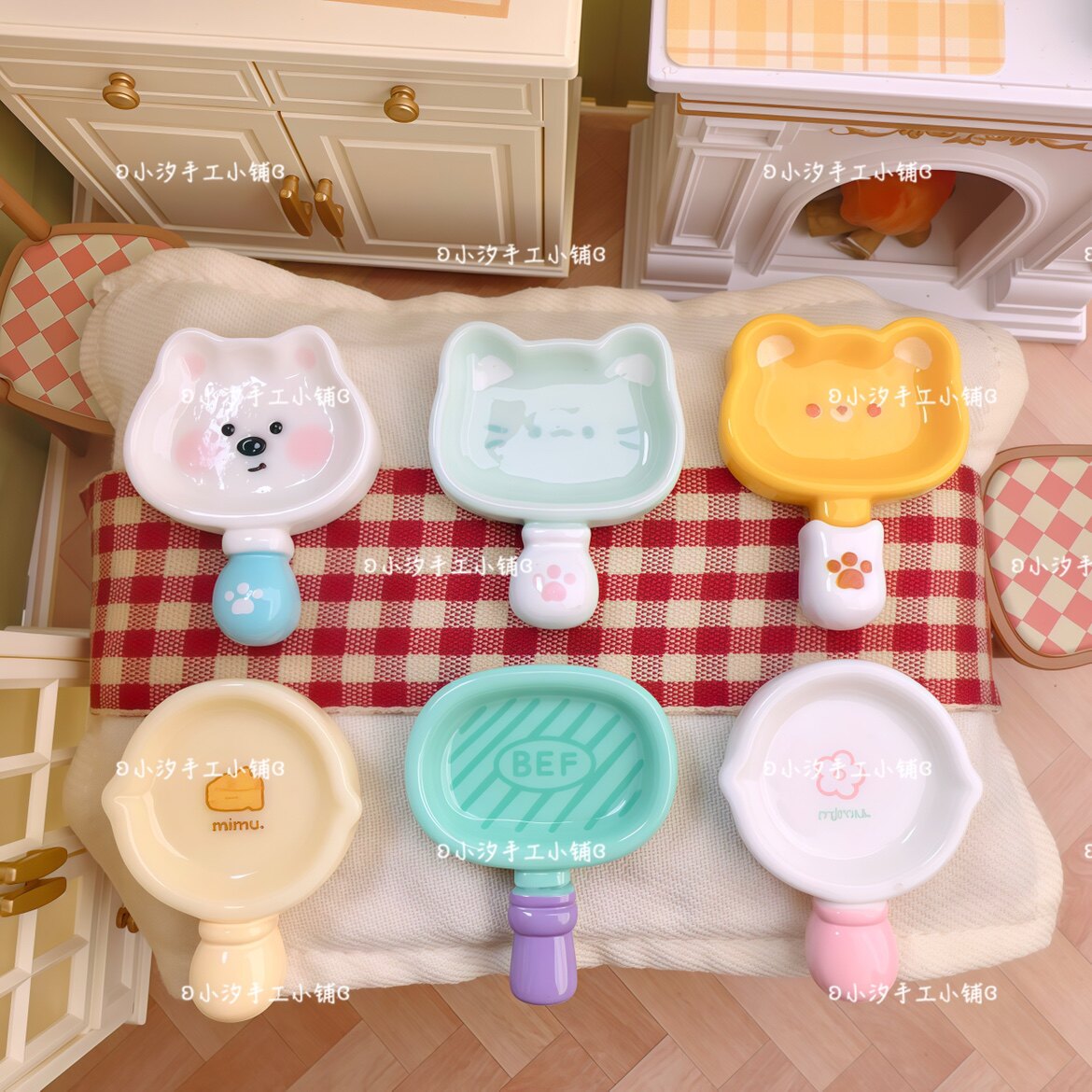 定制仿真微缩动物平底锅diy奶油胶树脂饰品配件娃屋摆件捏捏盘子