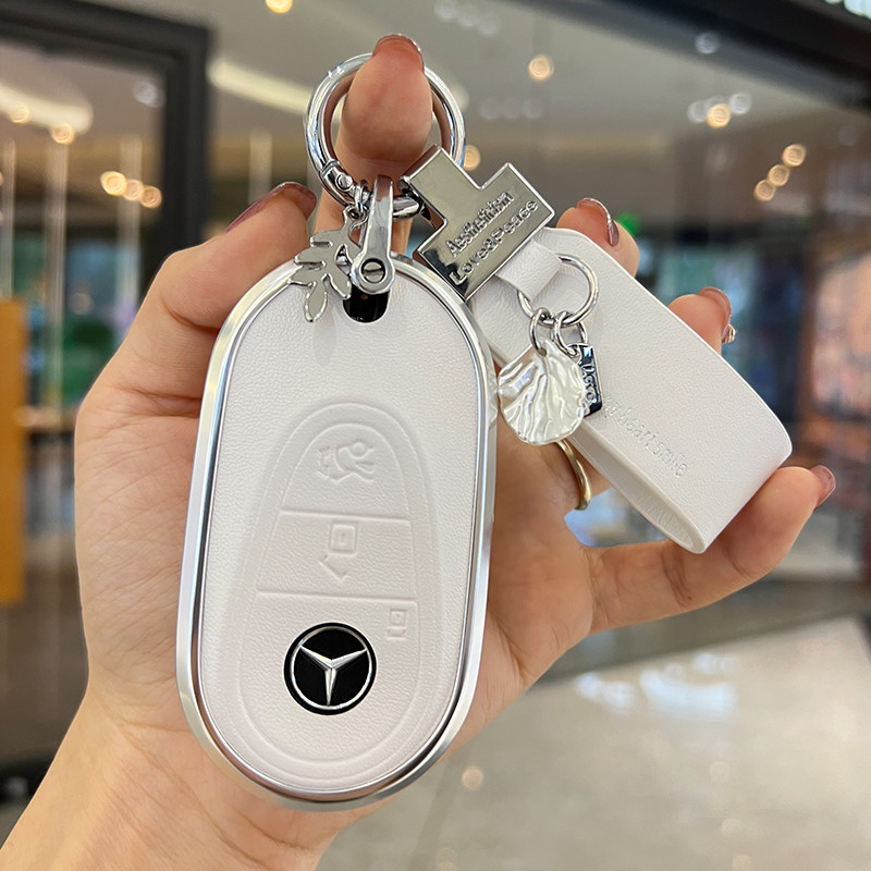 适用奔驰c260l钥匙套女新c级车钥匙套GLC300车钥匙壳扣包真皮高档