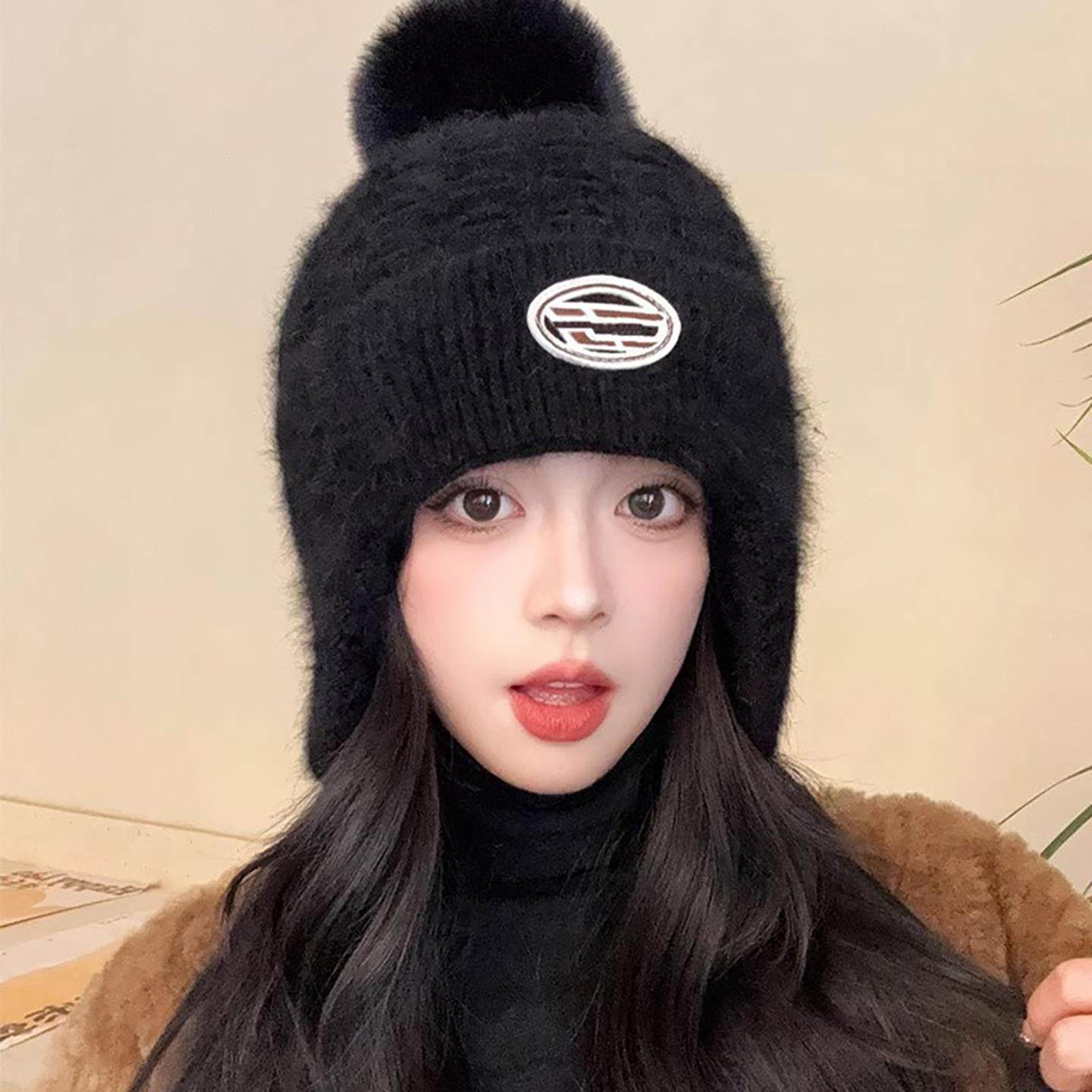 帽子女冬季毛线帽加绒冬天户外骑车保暖防寒针织帽套头帽护耳棉帽,服饰配件/皮带/帽子/围巾,帽子,淘宝优惠券,粉丝福利购,淘宝优惠卷