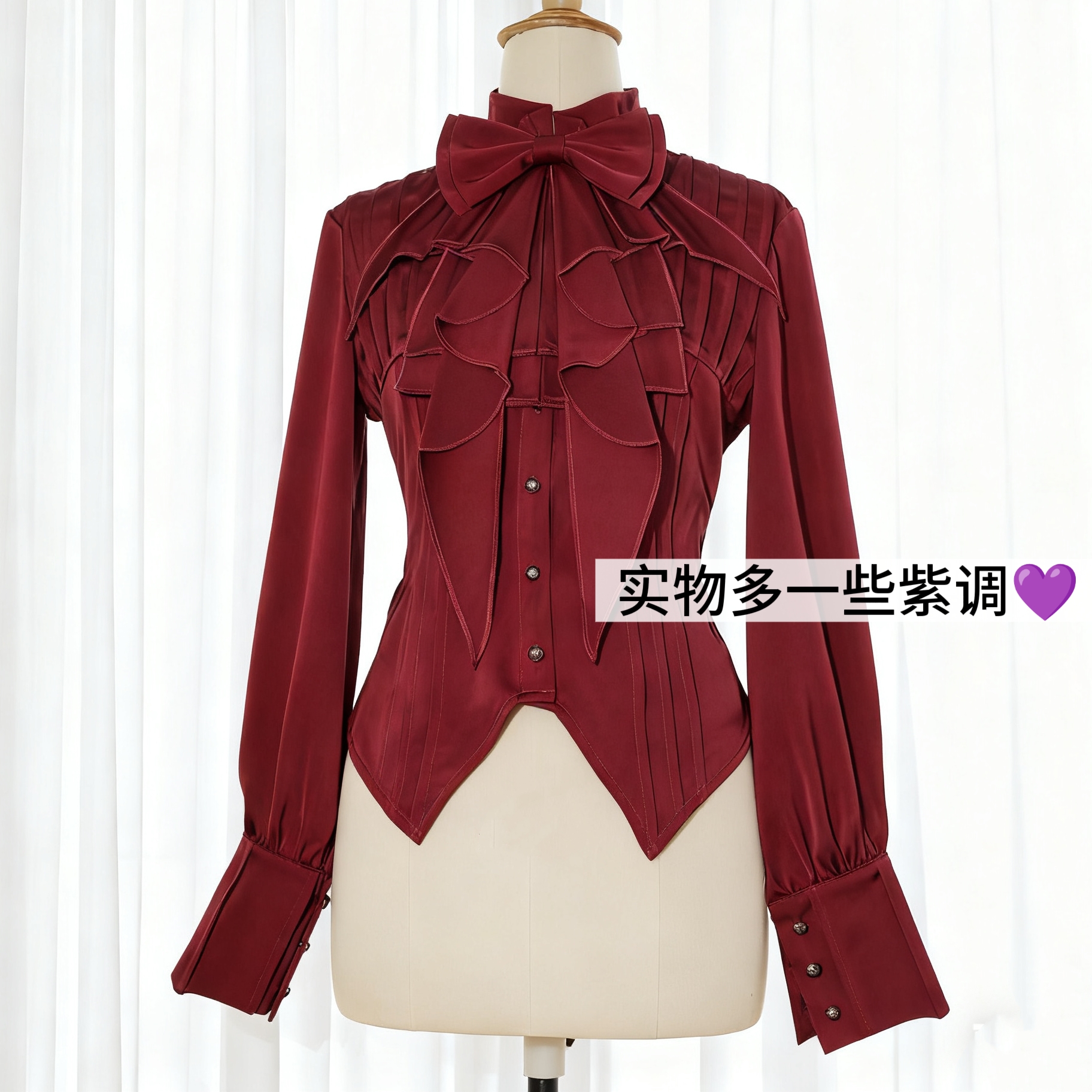 Lolita复古中世纪长袖衬衫红色