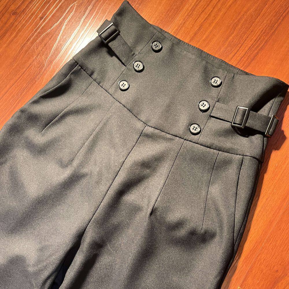 thumbnail for Black Lolita prince high-waisted trousers, Lolita trousers, vintage court style, British style pants, knight pants