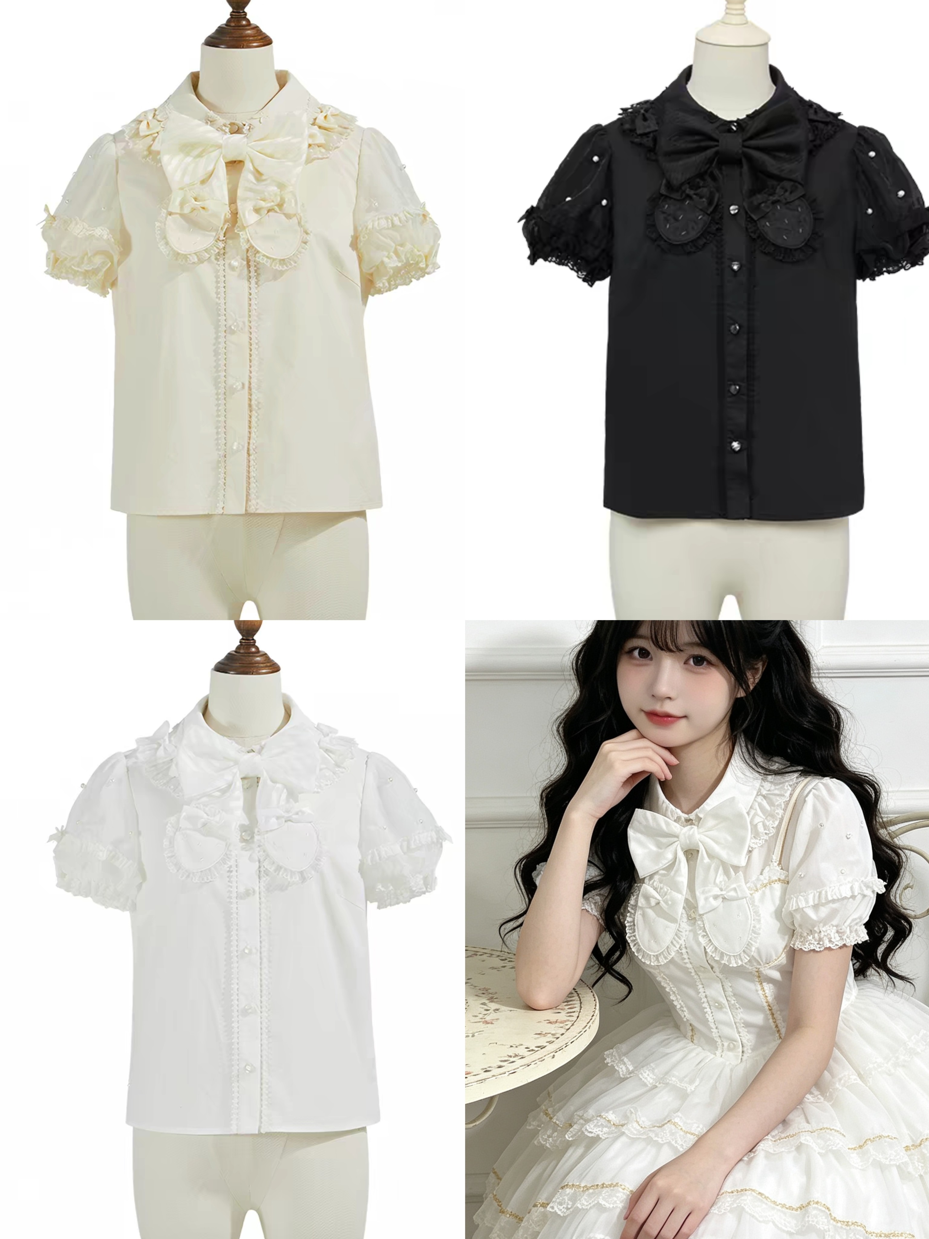 lolita泡泡袖衬衣短袖内搭衬衫夏