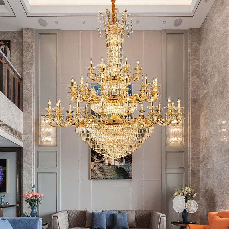 欧式全铜吊灯客厅灯中山灯饰高档奢华餐厅灯轻奢别墅大厅K9水晶灯