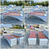 商场座椅花盆组合玻璃钢休闲椅户外公共休息区座椅公园防腐木长椅