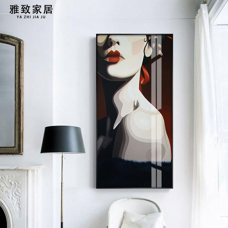 抽象人物装饰画轻奢大尺寸现代玄关走廊壁画红唇美女北欧客厅挂画
