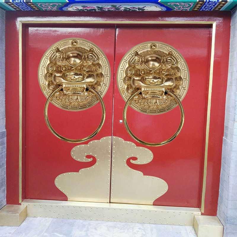 仿古铜兽头拉手门环新中式狮子头虎头麒麟大门把手复古木门
