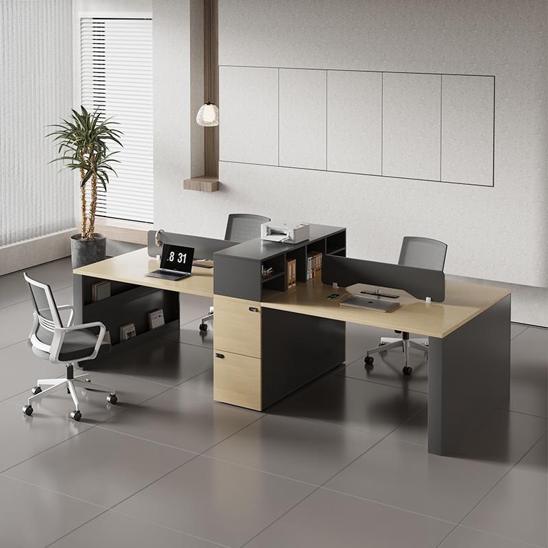现代简约员工办公桌加宽桌面带屏风挡板清新电脑桌感桌椅组合