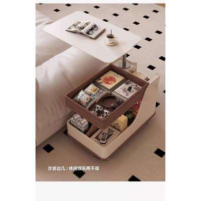 推车茶几客厅家用小户型岩板小桌子奶油风升降茶桌沙发可移动边几