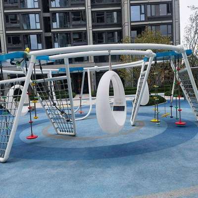 绿城小区项目户外不锈钢滑滑梯儿童秋千组合攀爬无动力游乐设施
