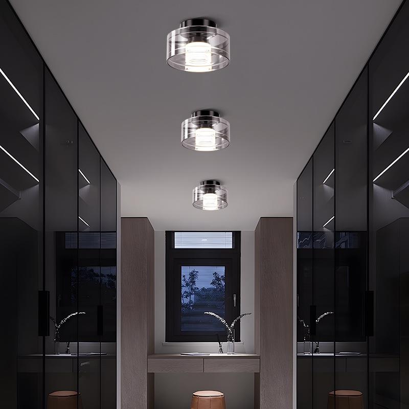 意式极简过道阳台走廊吸顶灯设计师创意衣帽间玄关道简约玻璃灯具