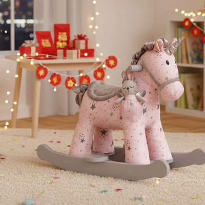 英国品牌宝宝周岁礼物实木摇摇马