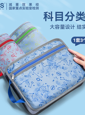 【热卖】CAMS课本分类收纳袋大容量学生科目试卷作业拉链装书本袋