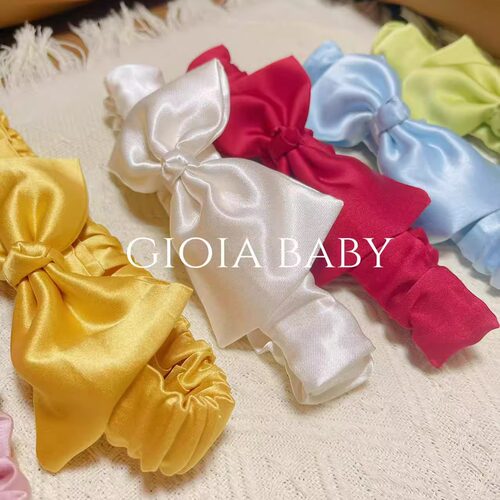 婴儿女宝满月百日周岁缎面发带