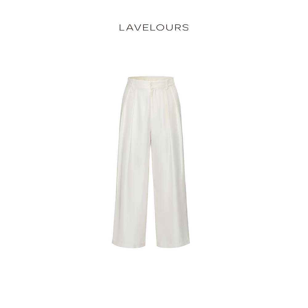 LAVELOURS 秋冬新品 桑蚕丝羊毛宽松显瘦阔腿直筒裤休闲裤