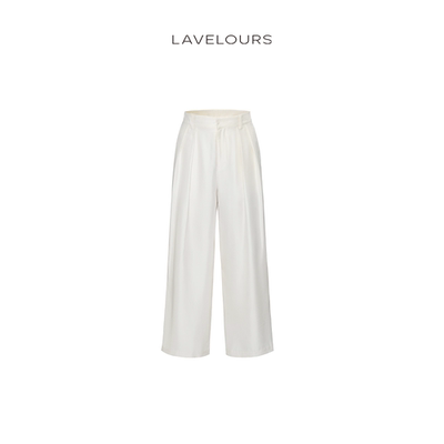 LAVELOURS 秋冬新品 桑蚕丝羊毛宽松显瘦阔腿直筒裤休闲裤