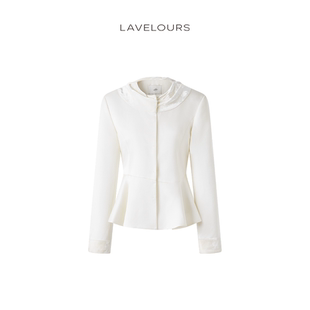 LAVELOURS 显瘦外套女 重磅真丝羊毛双面缎上衣拼接真丝丝绒修身