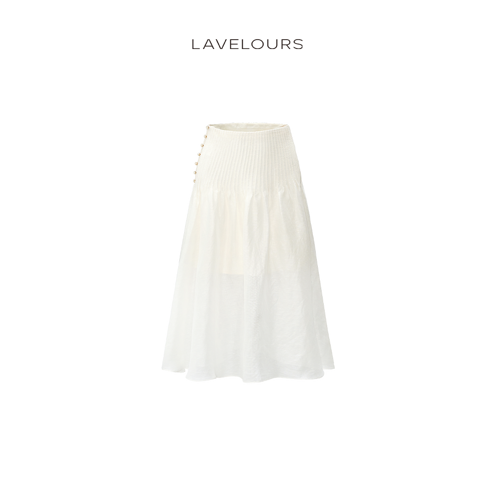 LAVELOURS 大裙摆重工丝麻中长裙半身裙宽松简约半身裙