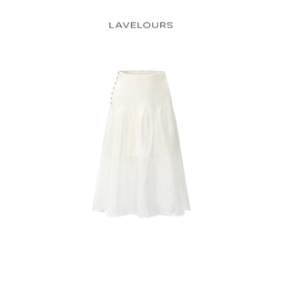 LAVELOURS 大裙摆重工丝麻中长裙半身裙宽松简约半身裙